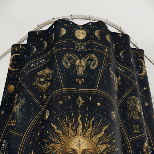 Astrology Shower Curtain: Celestial Zodiac Wheel