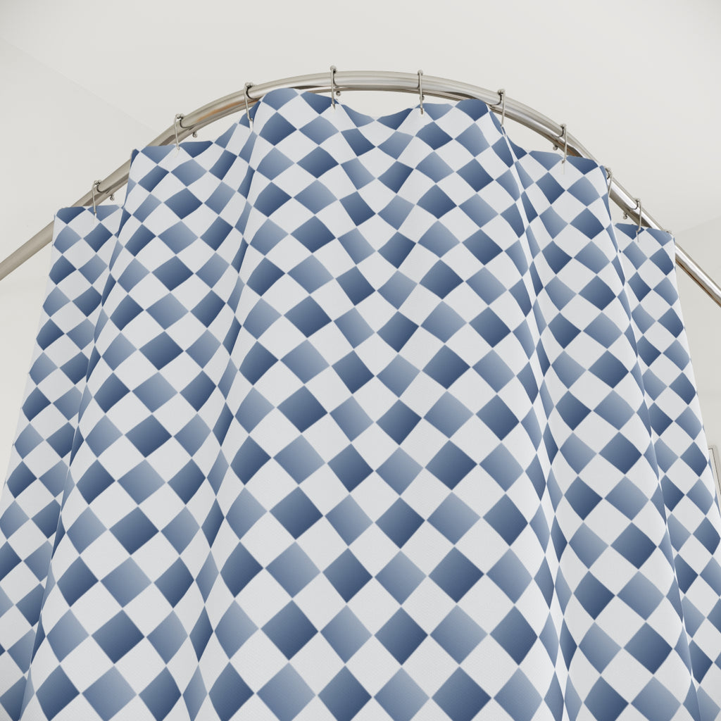 Blue and White Tonal Diamond Shower Curtain