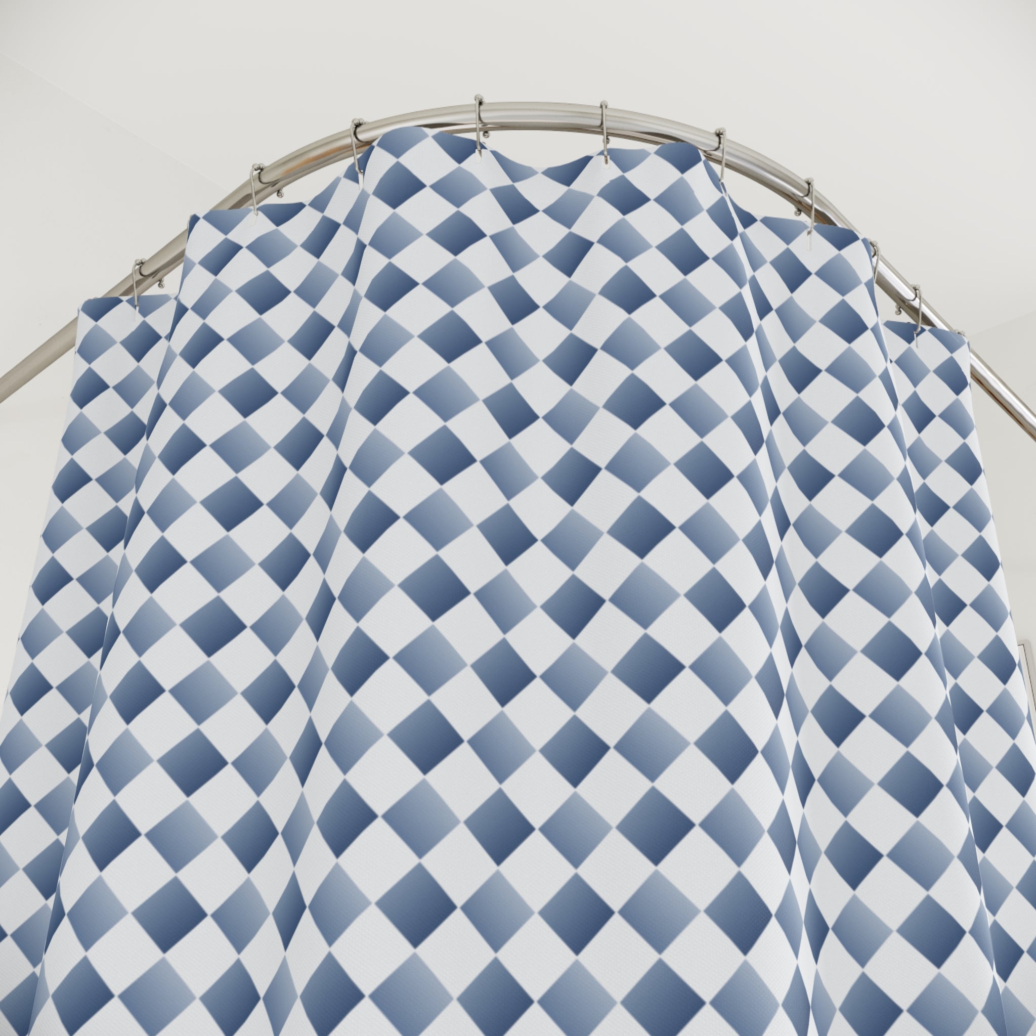 Blue and White Tonal Diamond Shower Curtain