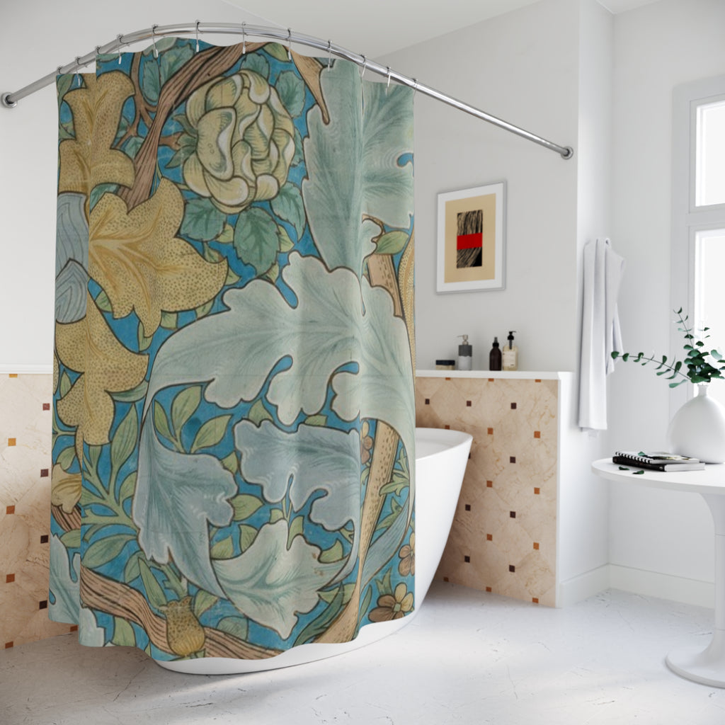 Morris St James Shower Curtain – Up Close Blue & Gold