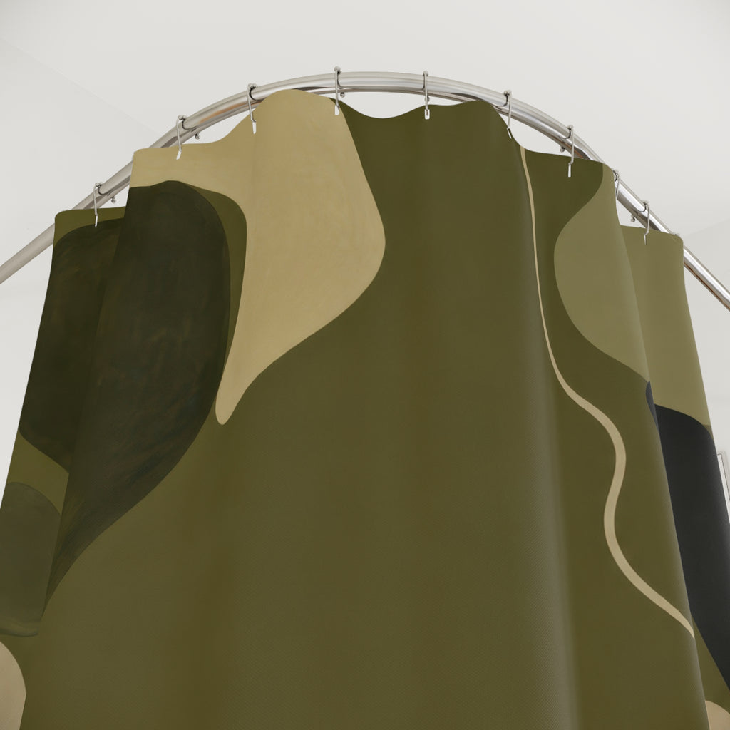 Olive Biomorphic Gallery Art Shower Curtain
