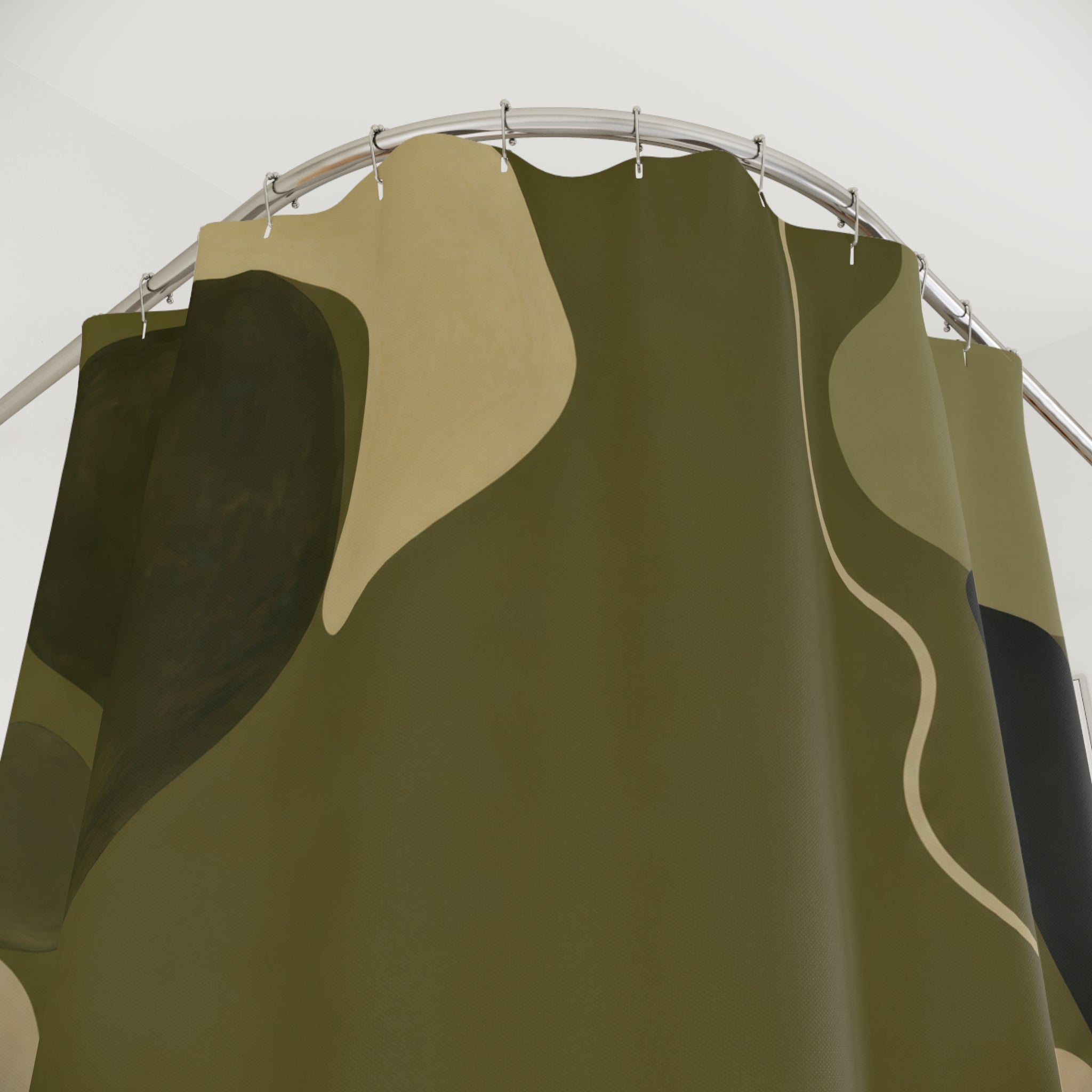 Olive Biomorphic Gallery Art Shower Curtain