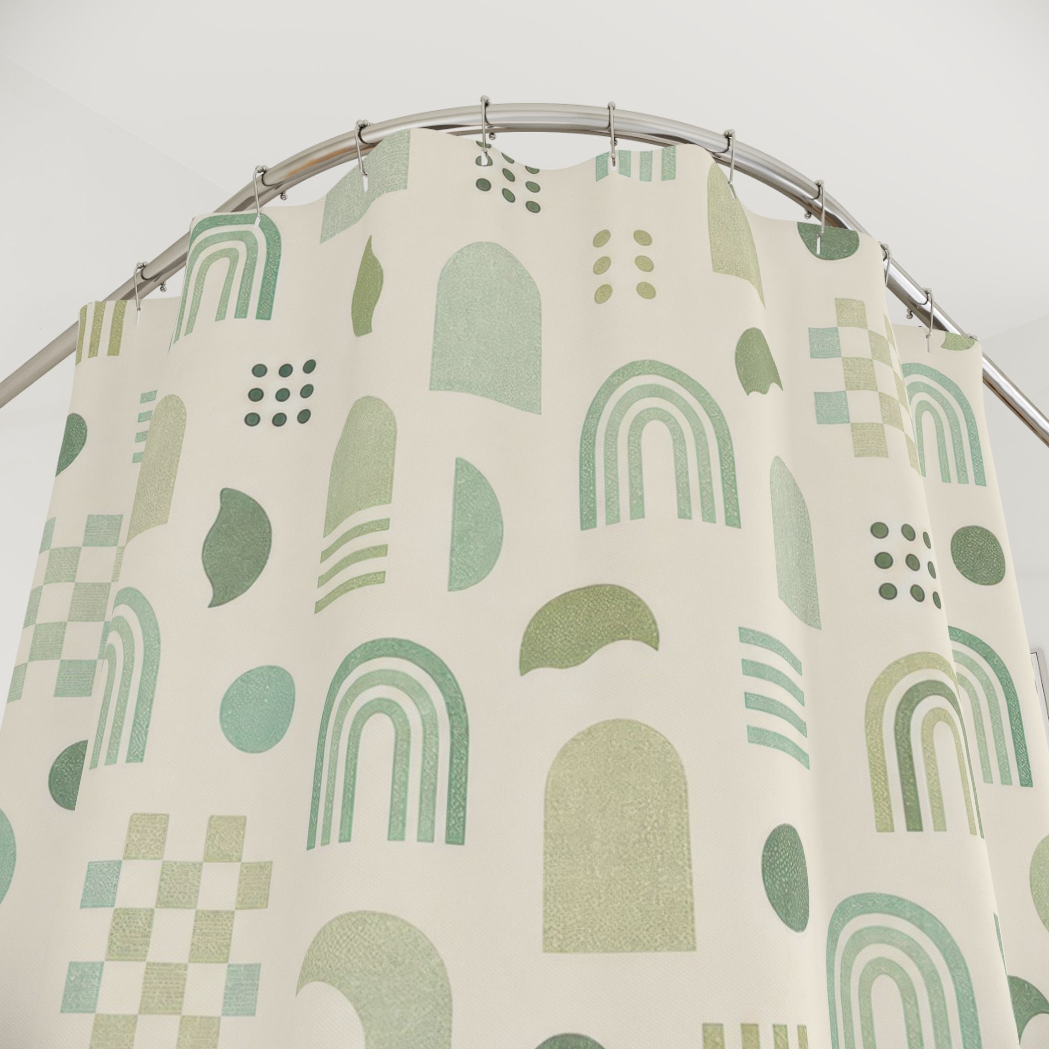 Green White Abstract Shower Curtain