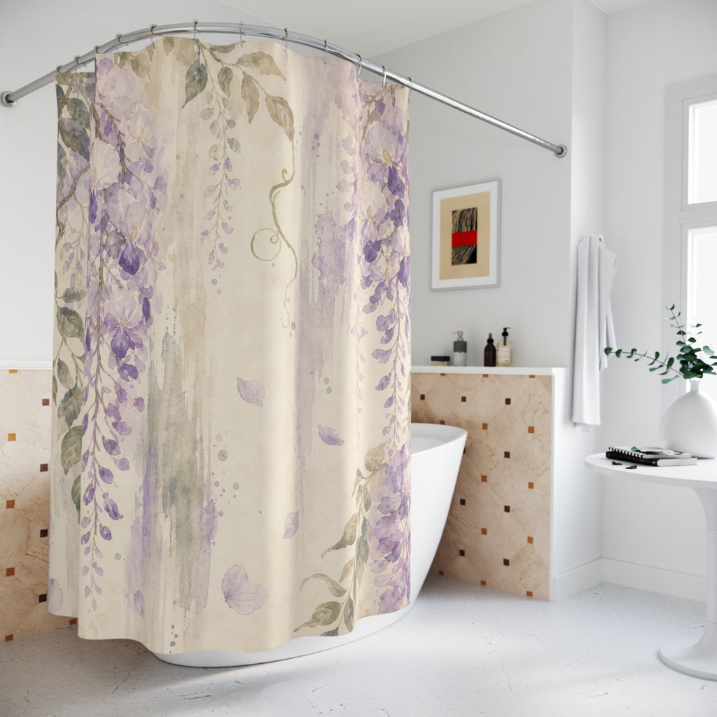 Wisteria Lavender Watercolor Floral Shower Curtain