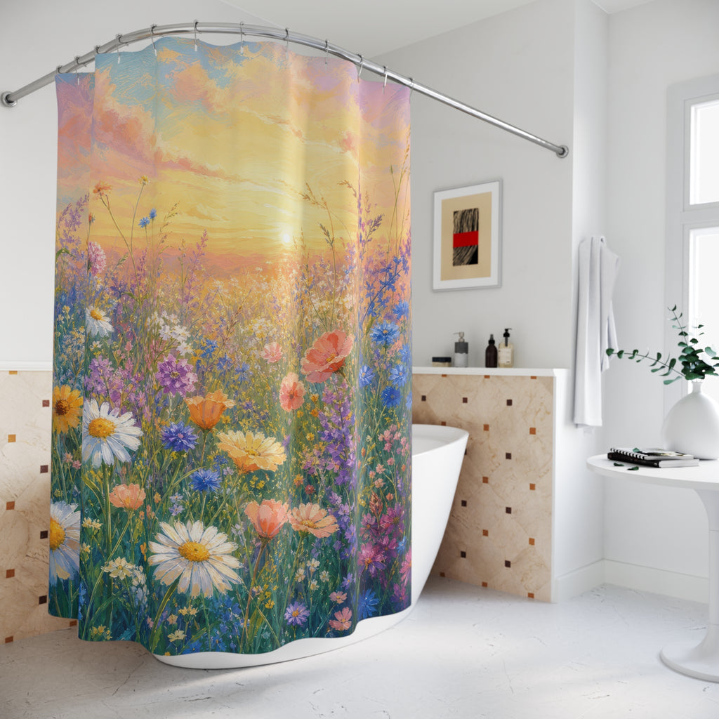 Pastel Impressionist Wildflower Meadow Shower Curtain