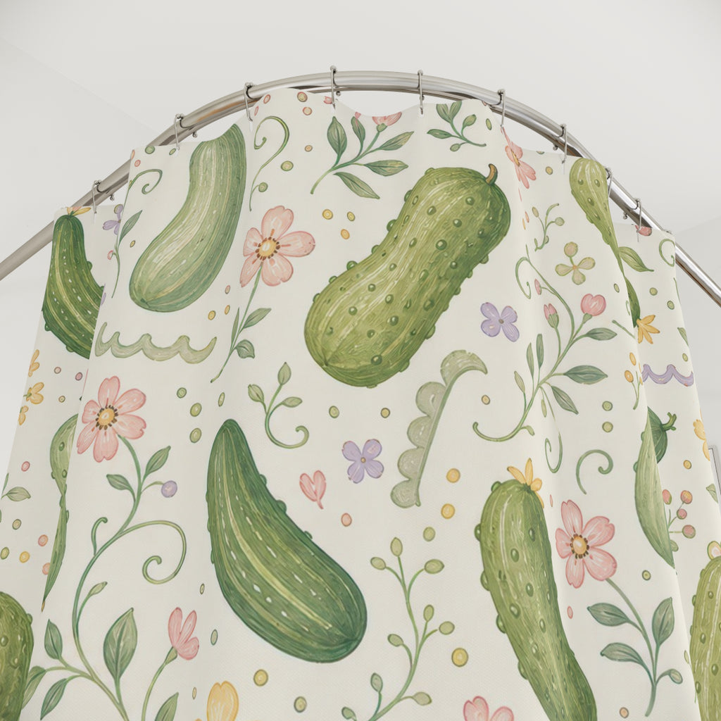 Cute Pickle Green Shower Curtain