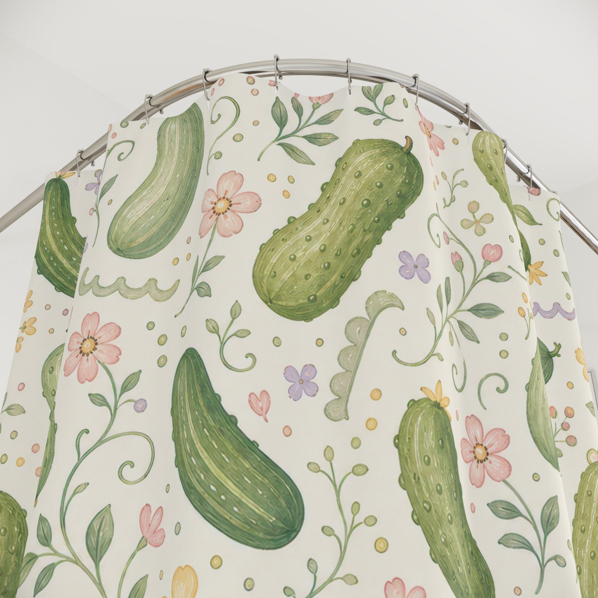Cute Pickle Green Shower Curtain