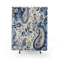 Indigo Paisley Boho Floral Shower Curtain
