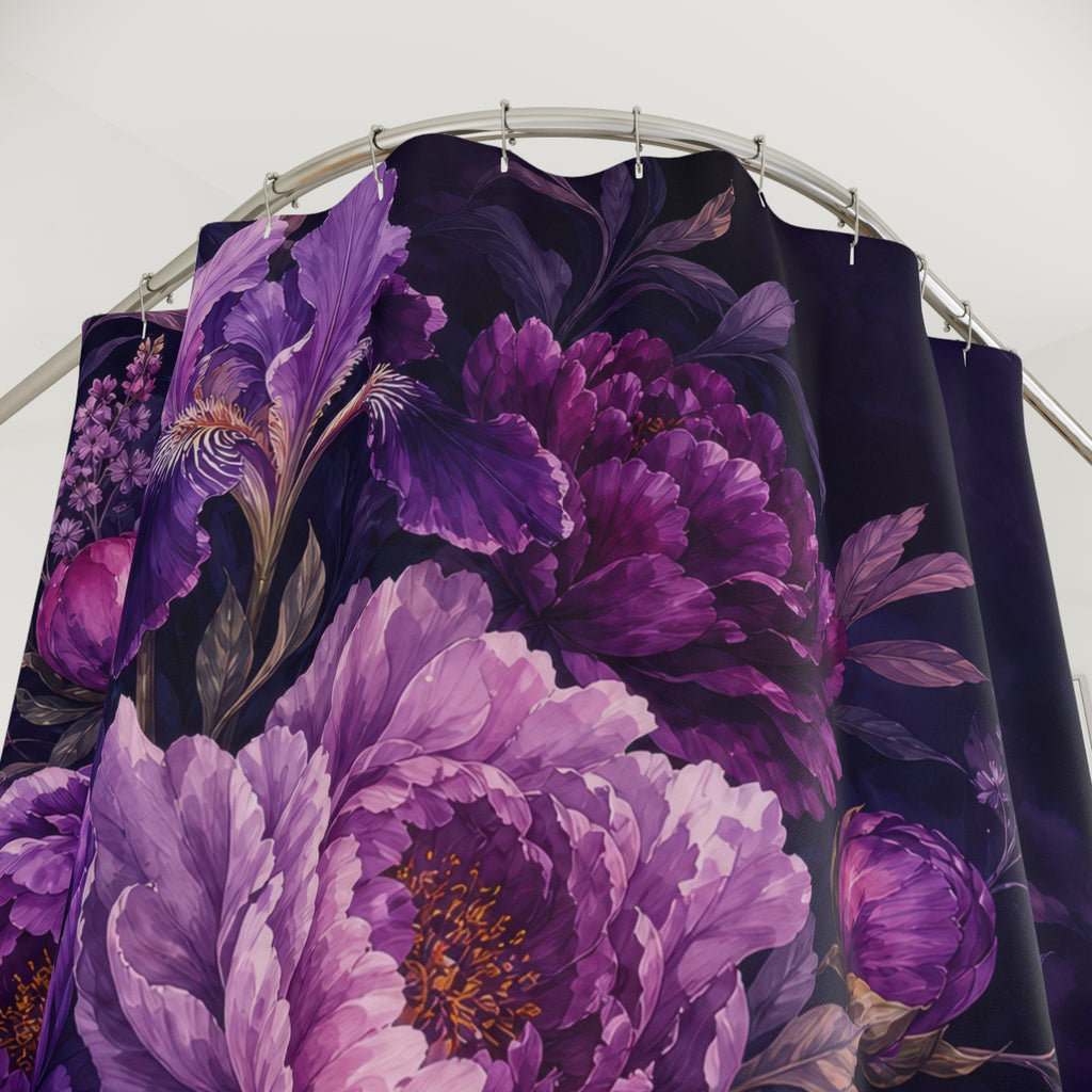 Purple Peony and Iris Shower Curtain