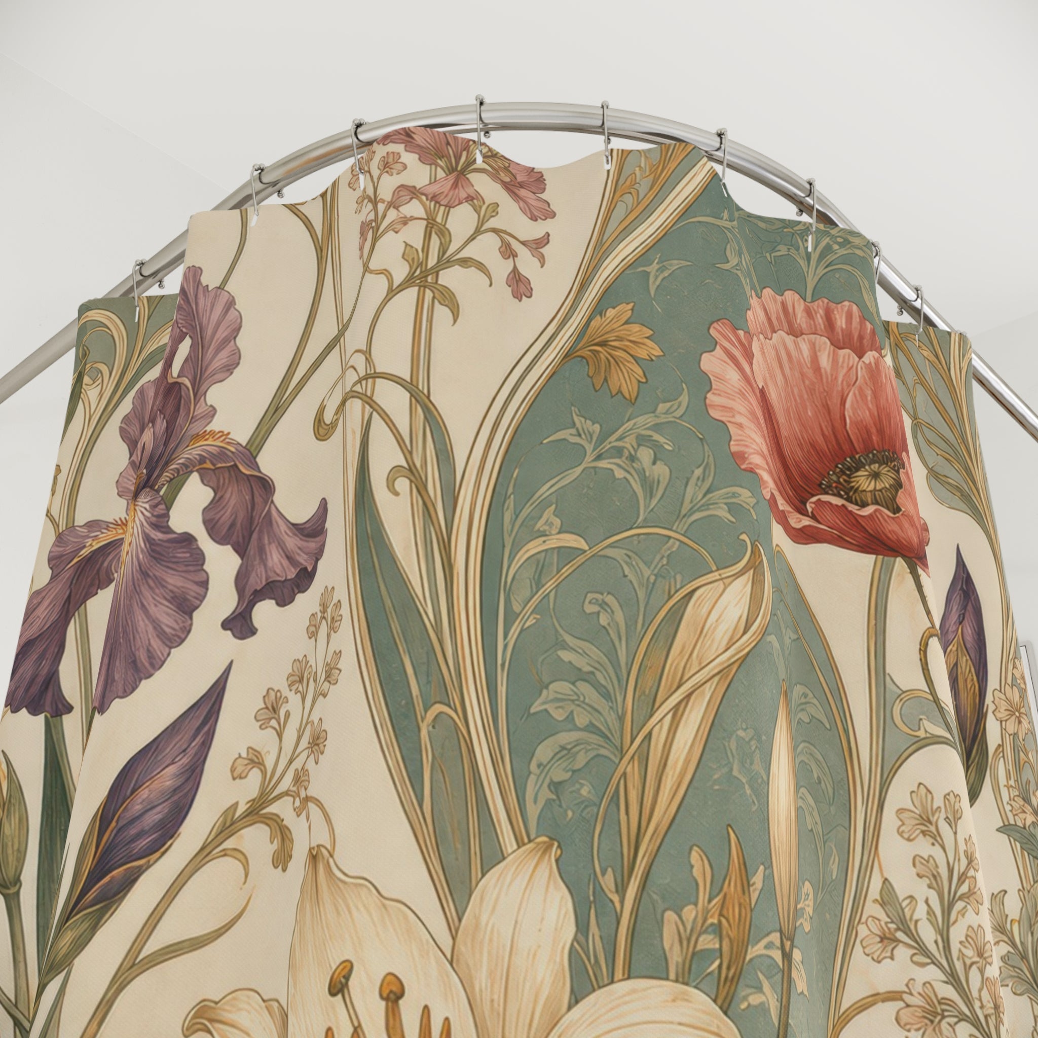 Art Nouveau Poppy Shower Curtain