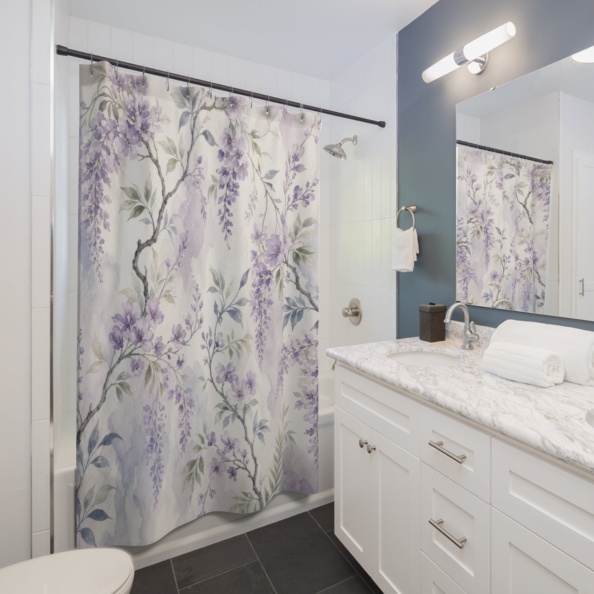 Purple Floral Shower Curtain