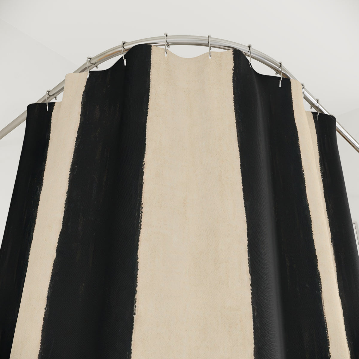 Ivory White Cabana Stripe Shower Curtain