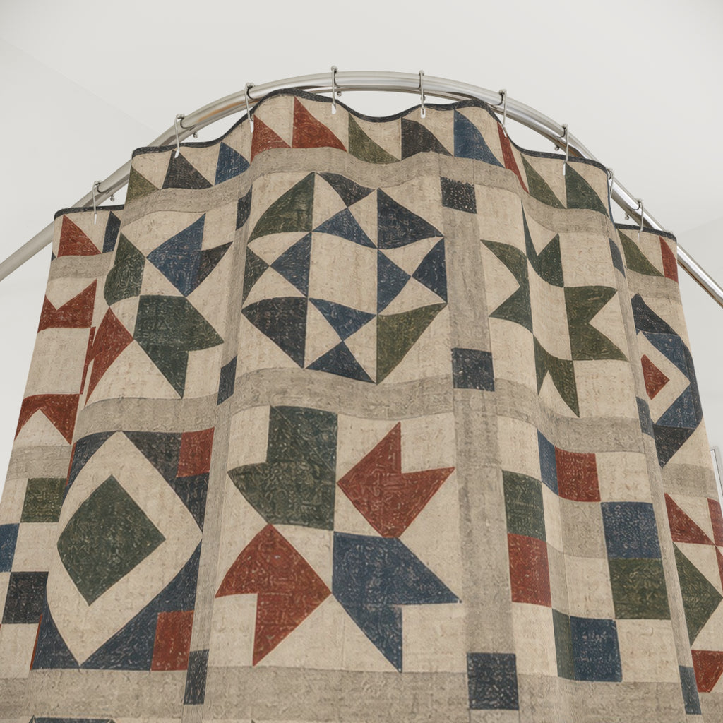 Patchwork Star Quilt Shower Curtain