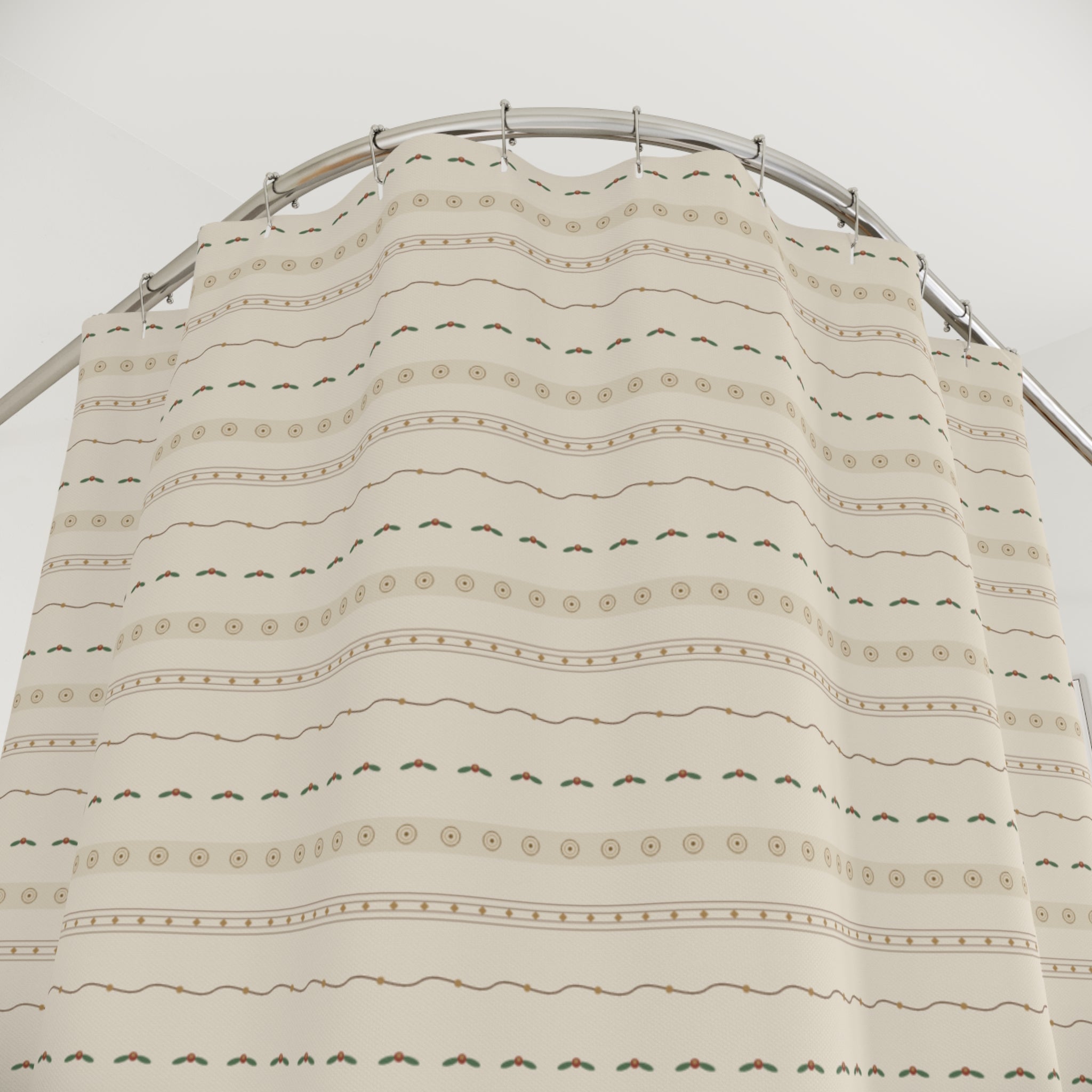 Art Nouveau Border Band Shower Curtain – Cream & Gold