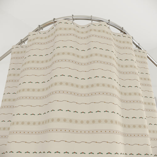 Art Nouveau Border Band Shower Curtain – Cream & Gold