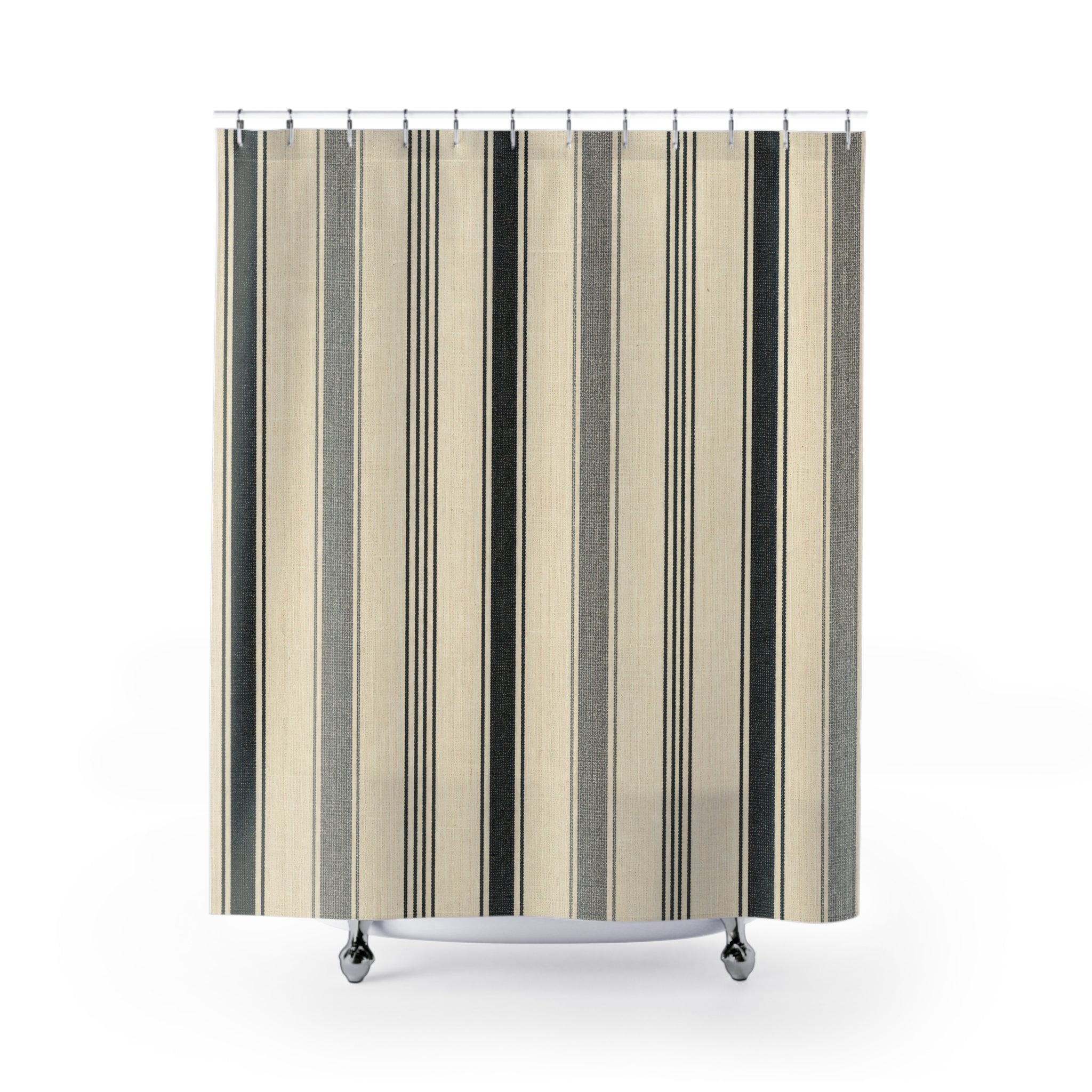 Black Flax Stripe Shower Curtain