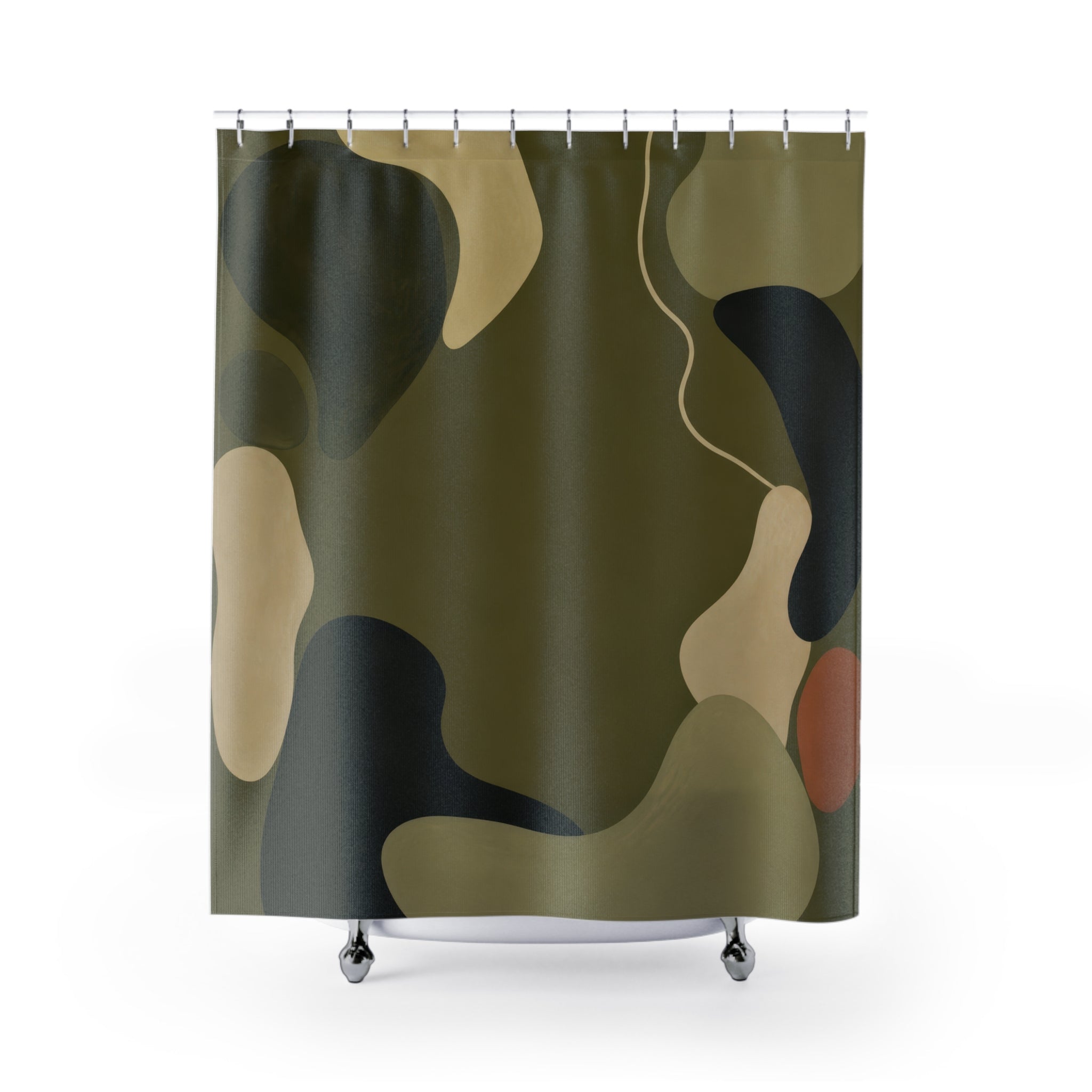 Olive Biomorphic Gallery Art Shower Curtain