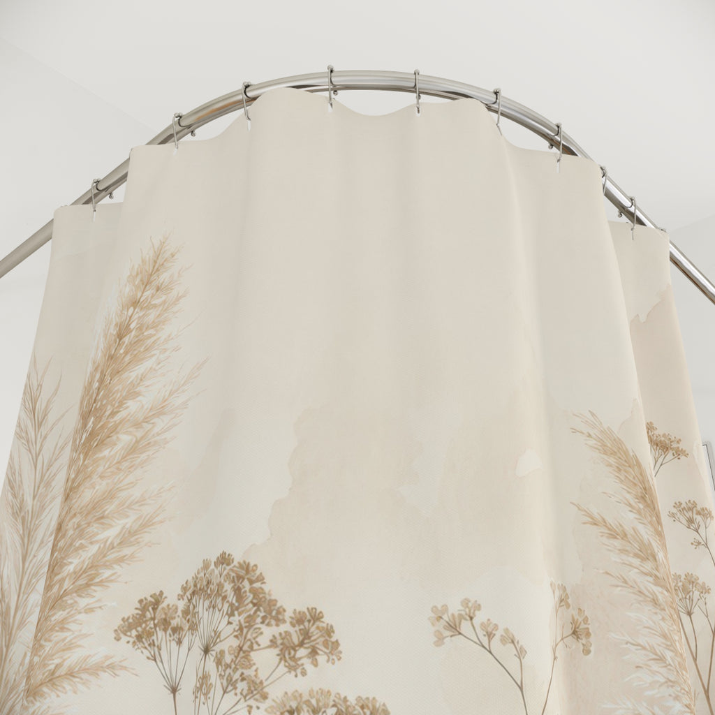 Beige Pampas Fern Wildflower Shower Curtain