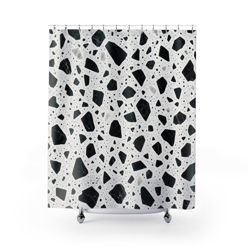 Black White Speckle Shower Curtain