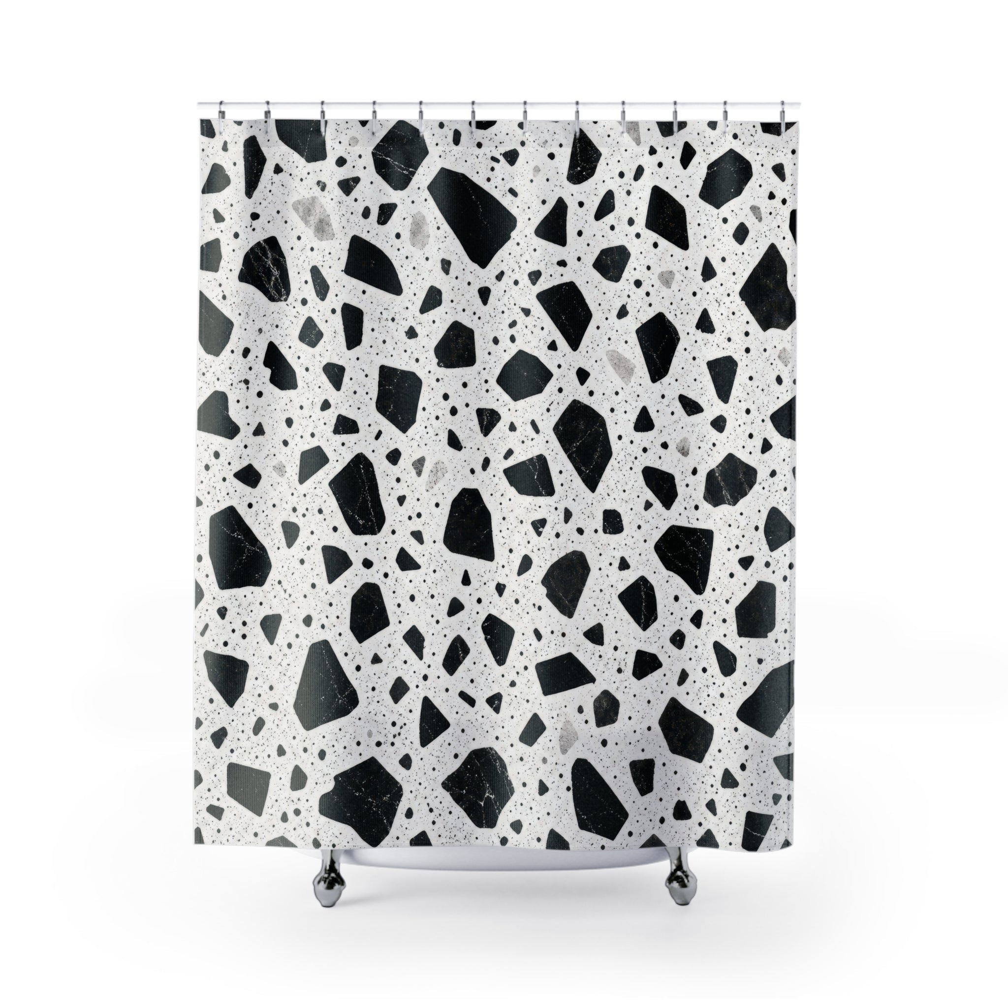 Black White Speckle Shower Curtain