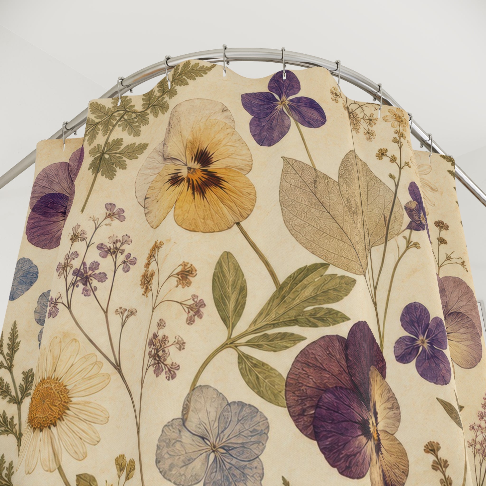 Vintage Pansy Botanical Shower Curtain