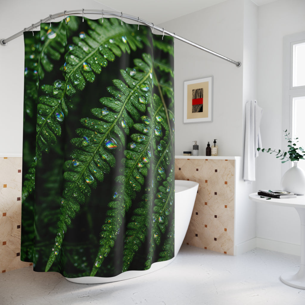Nature Shower Curtain, Green Fern Bath Decor, Botanical Leaf Pattern, Forest Guest Bathroom Decor, Lush Spa Green Style, Forest Style