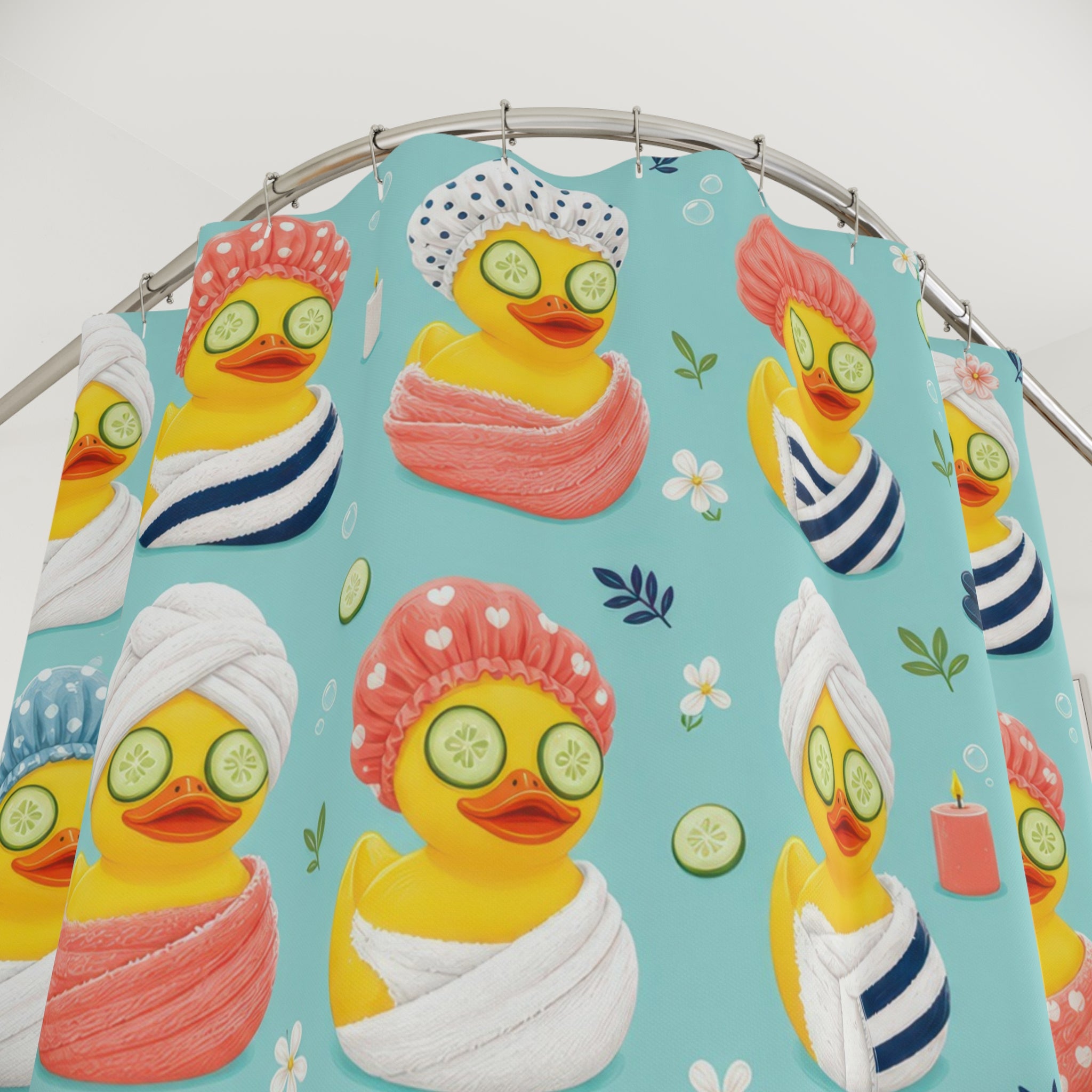 Rubber Duck Shower Cap Shower Curtain