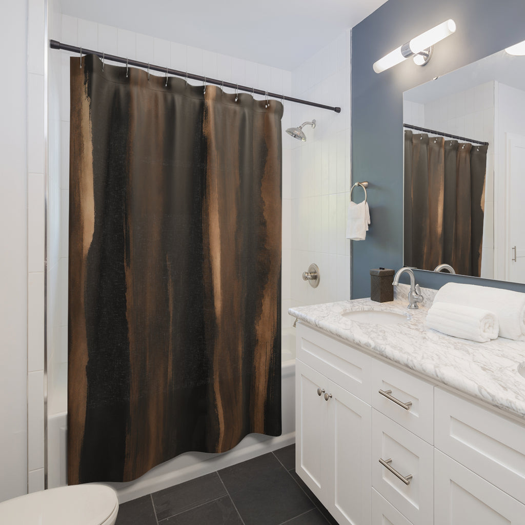 Black Brown Striped Shower Curtain