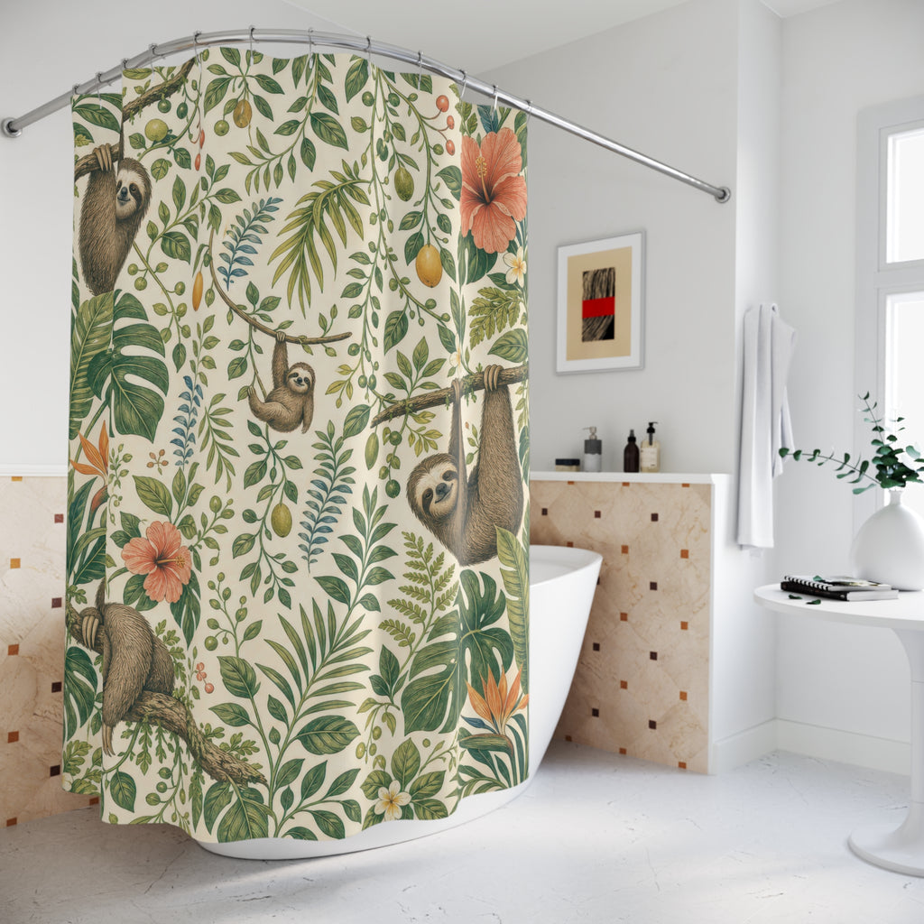 Tropical Jungle Sloth Shower Curtain