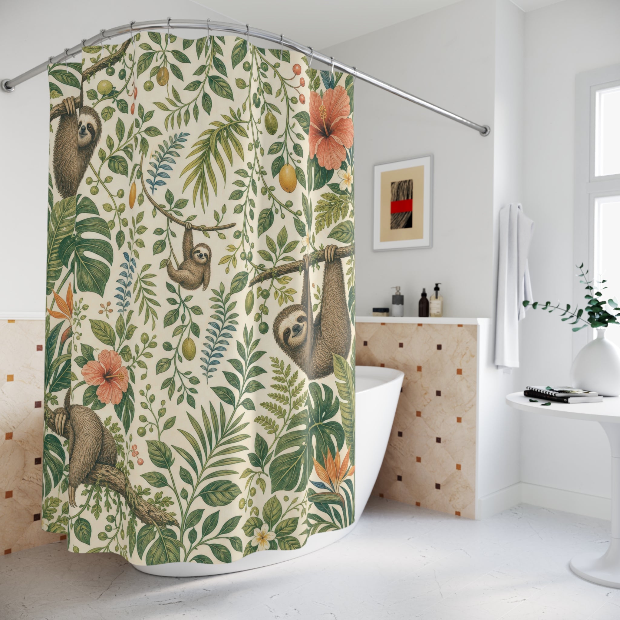 Tropical Jungle Sloth Shower Curtain