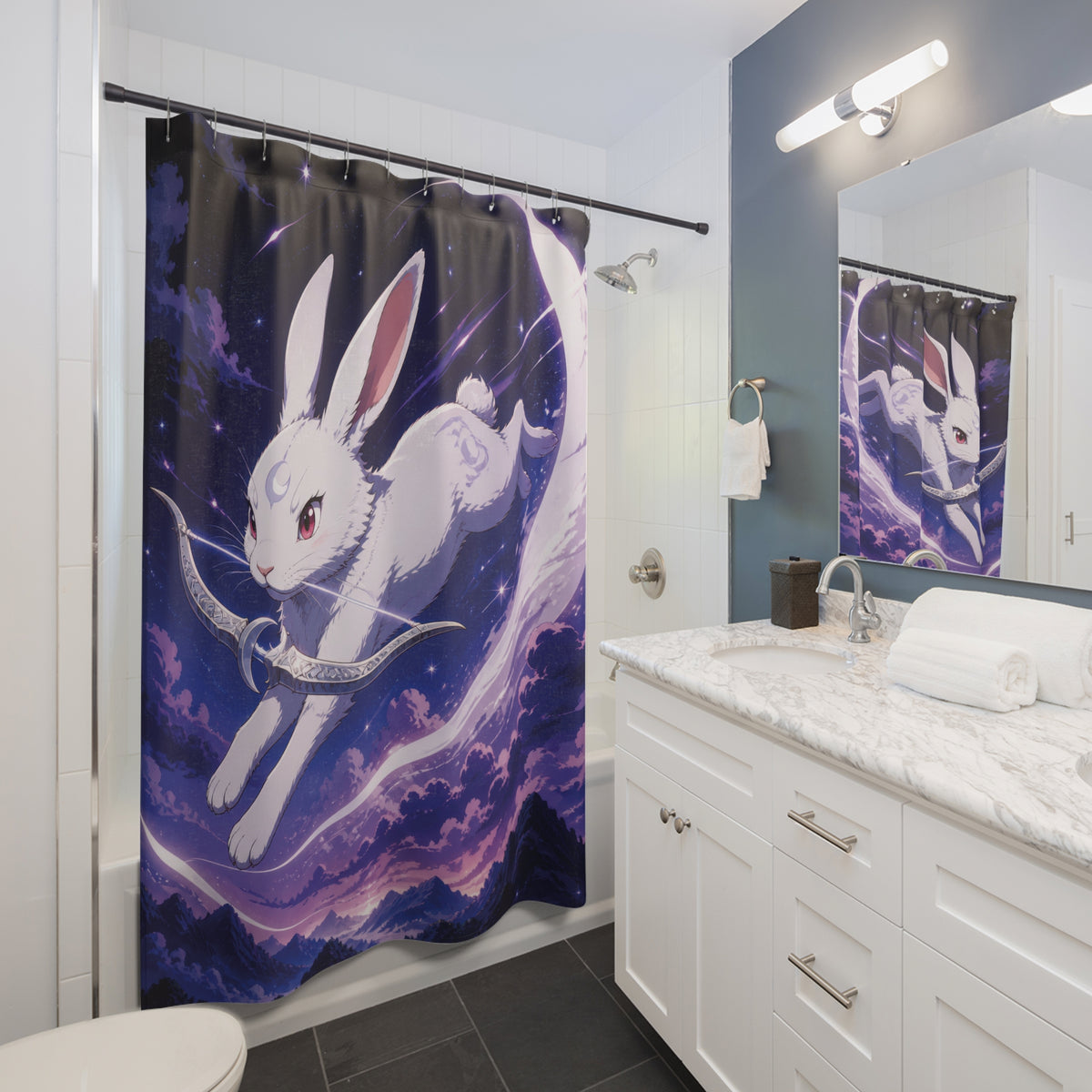 Anime Moon Rabbit Archer Shower Curtain