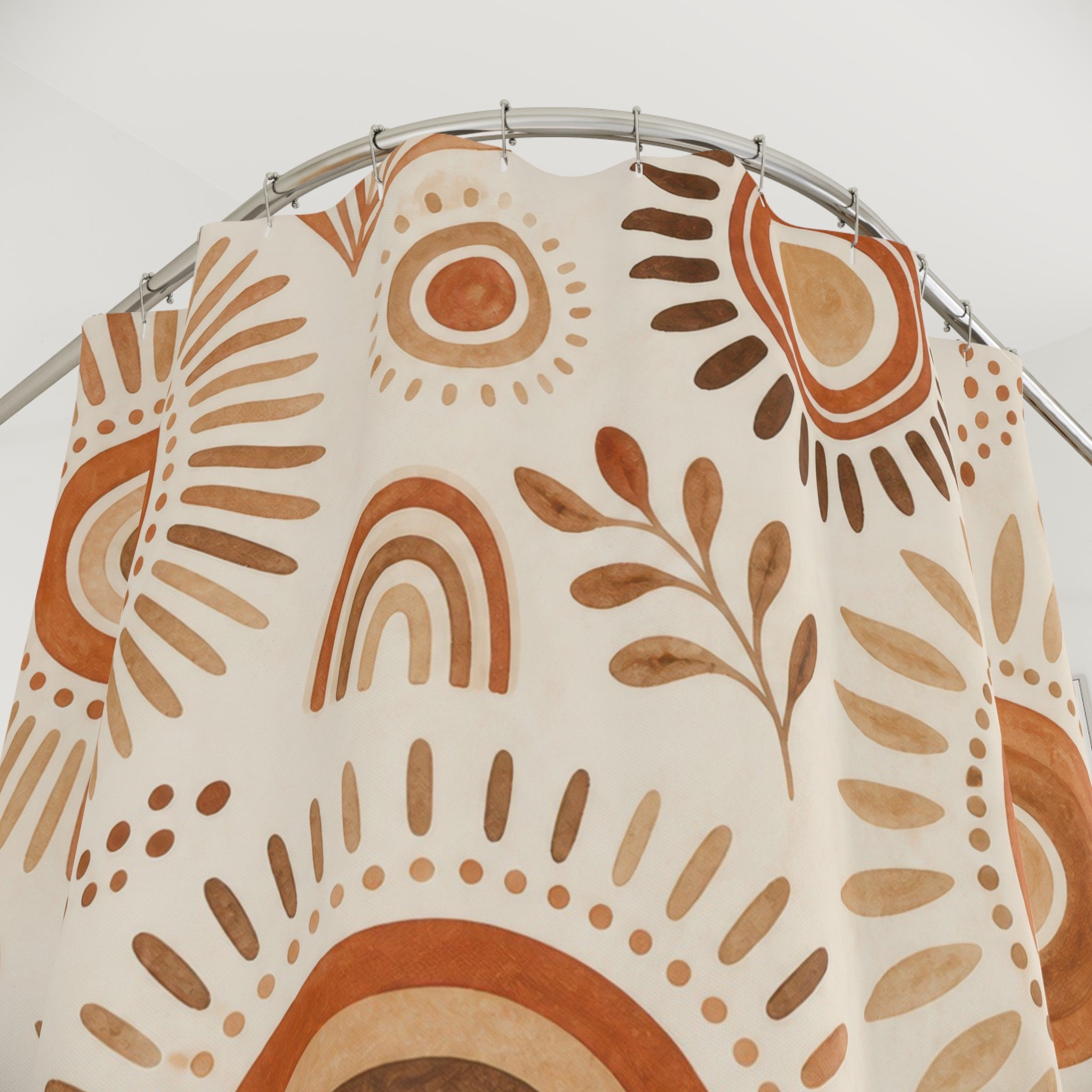 Terracotta Sunburst Circle Shower Curtain