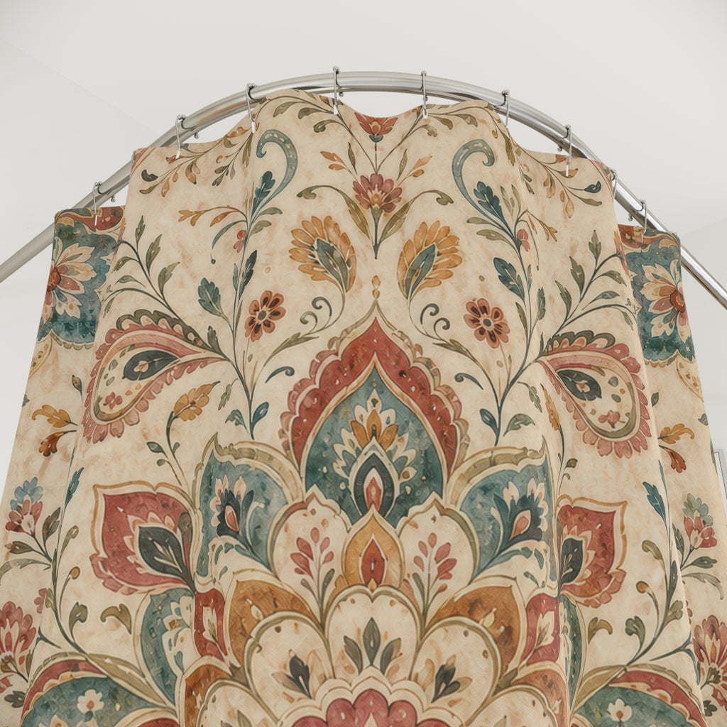 Boho Paisley Floral Shower Curtain
