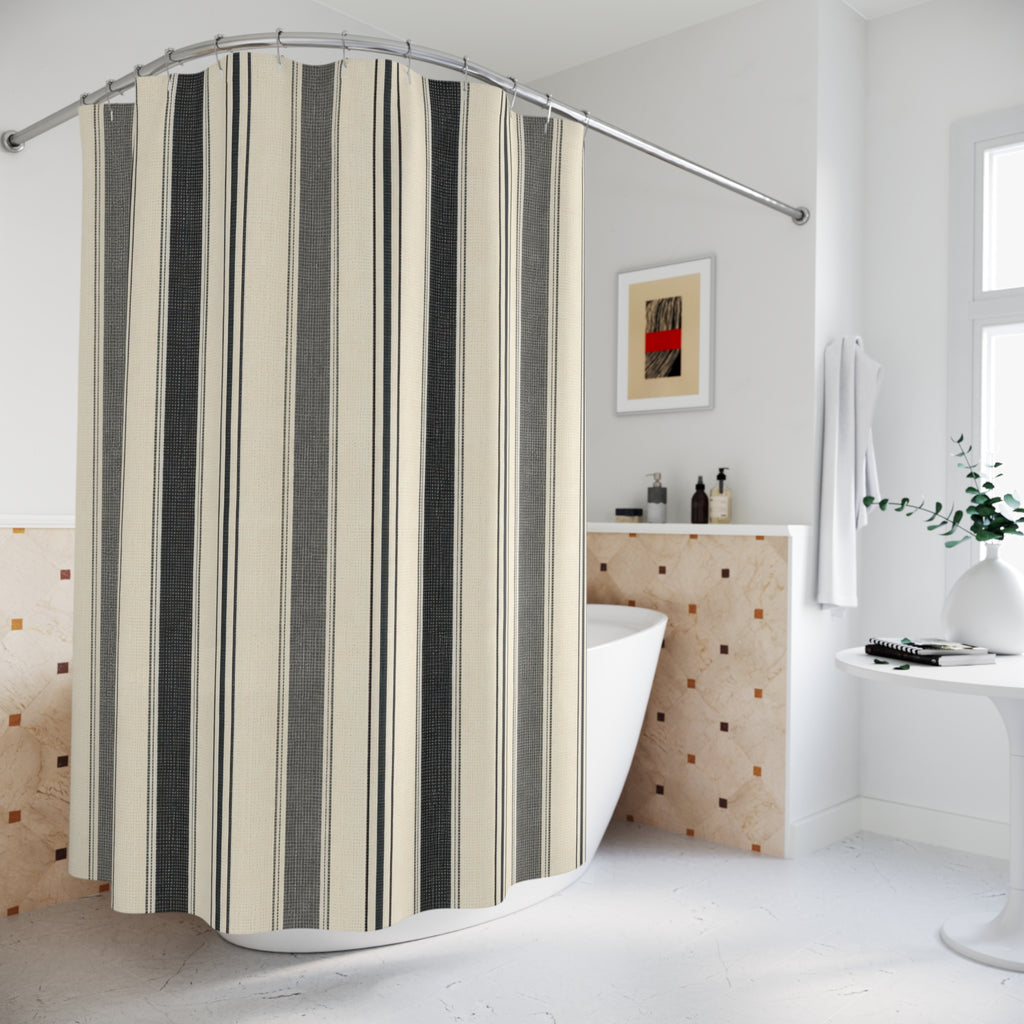 Ivory Black Stripe Shower Curtain