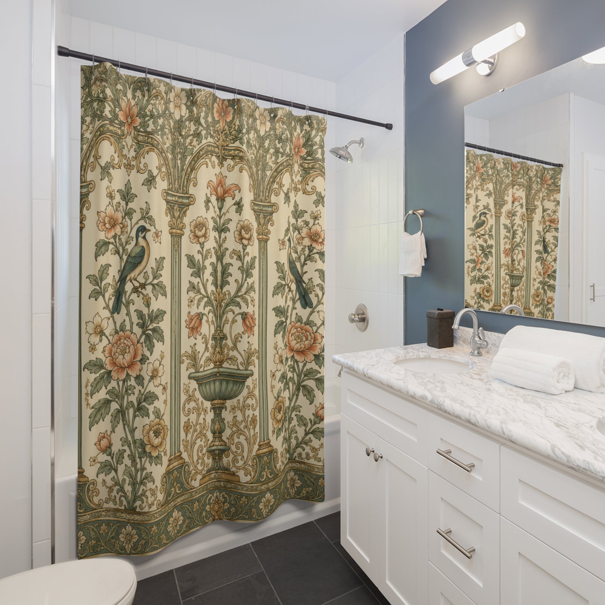 Edwardian Shower Curtain: Art Nouveau Birds