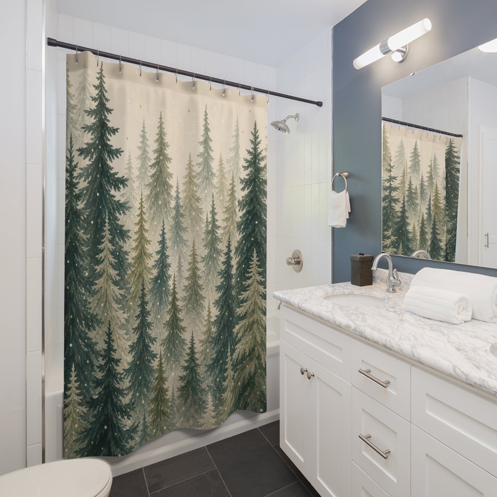 Evergreen Forest Christmas Shower Curtain