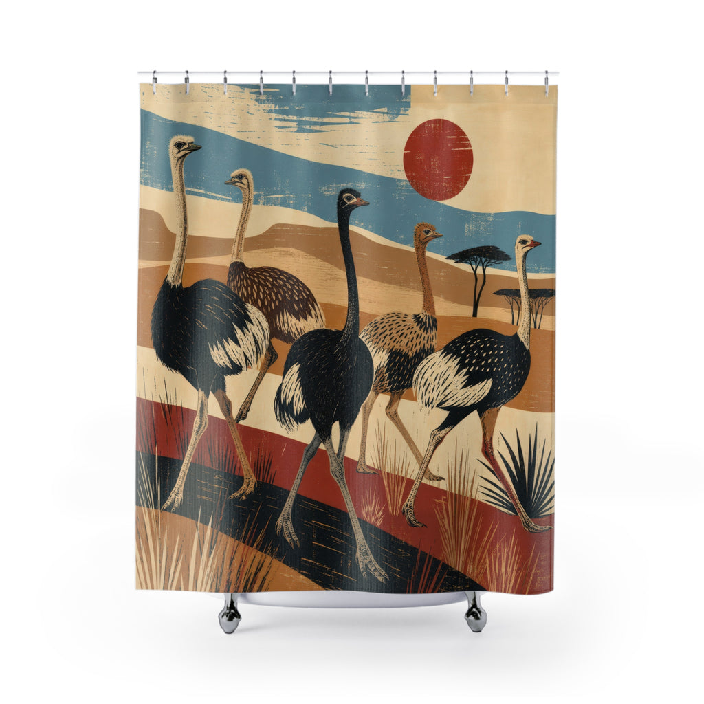 Graphic Ostrich Flock Shower Curtain