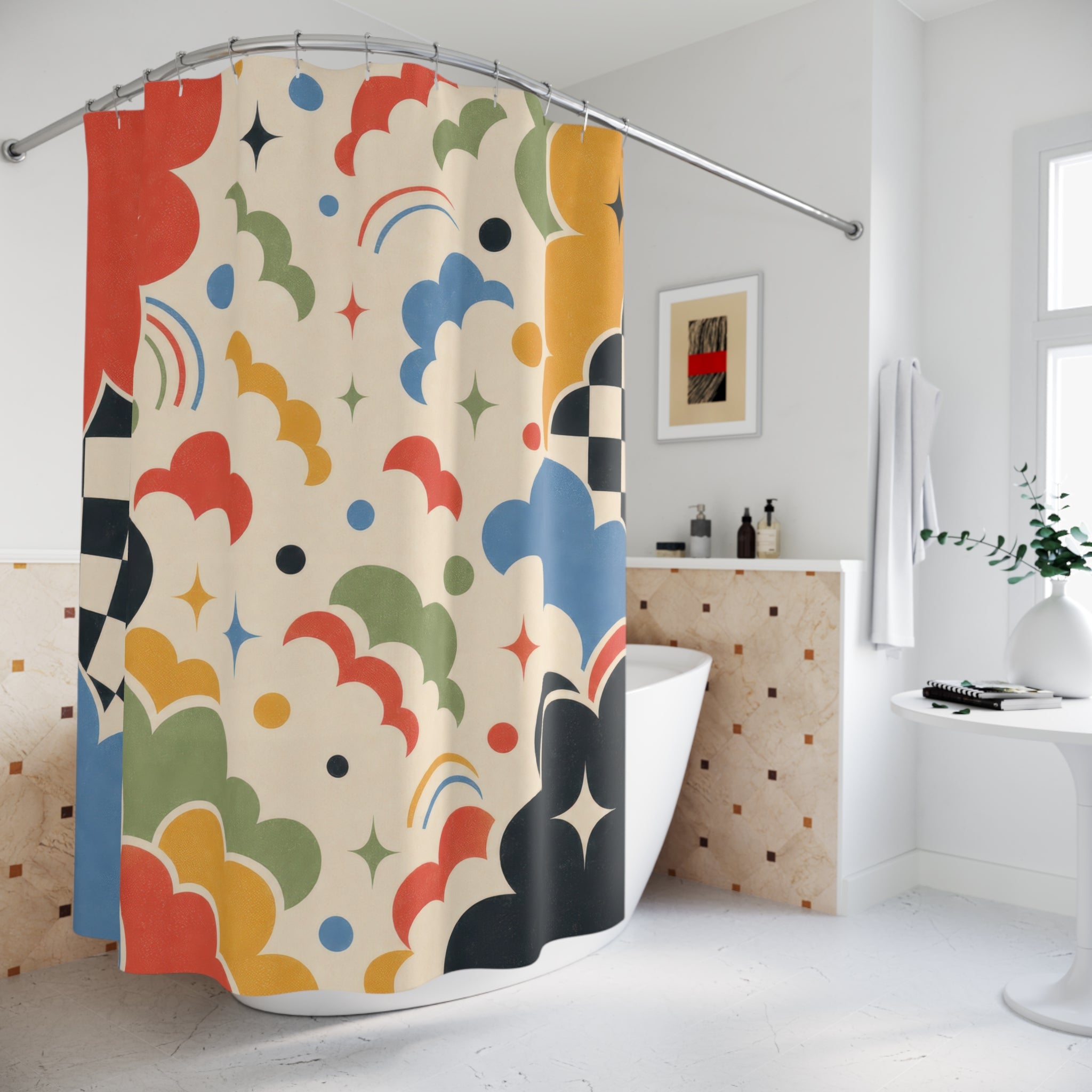 Checkered Retro Shower Curtain