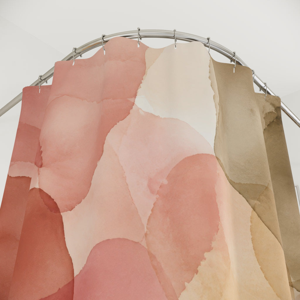 Blush Pink Terracotta Abstract Shapes Shower Curtain