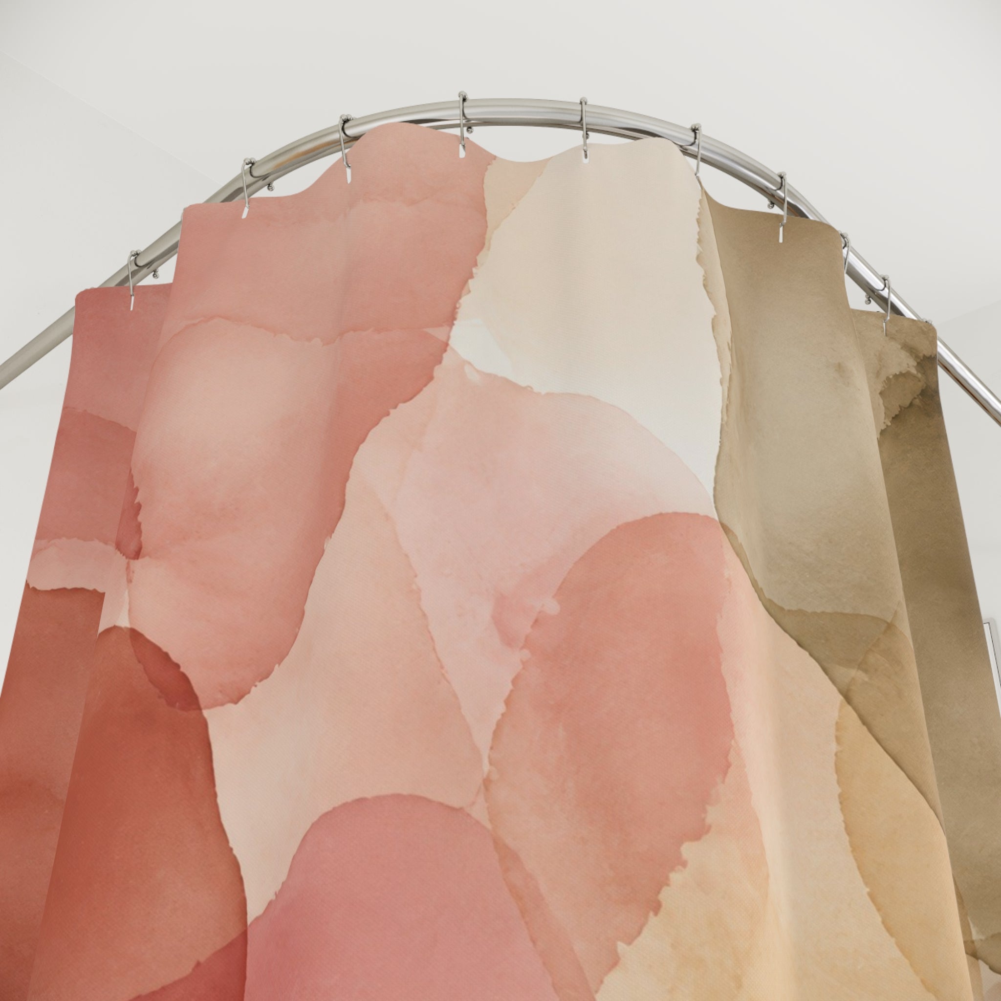 Blush Pink Terracotta Abstract Shapes Shower Curtain