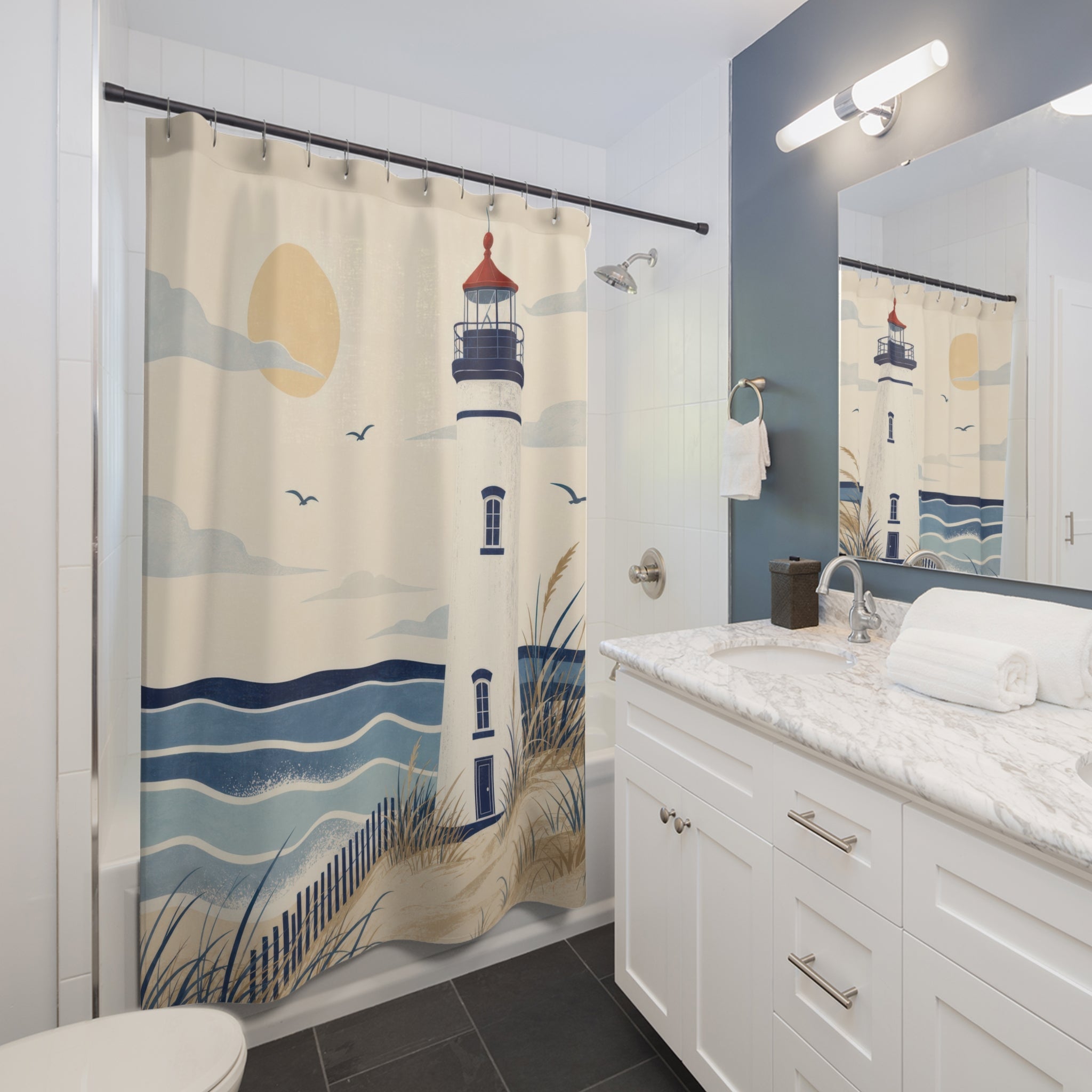 Lighthouse Coastal Shower Curtain: Lighthouse Shower Curtain