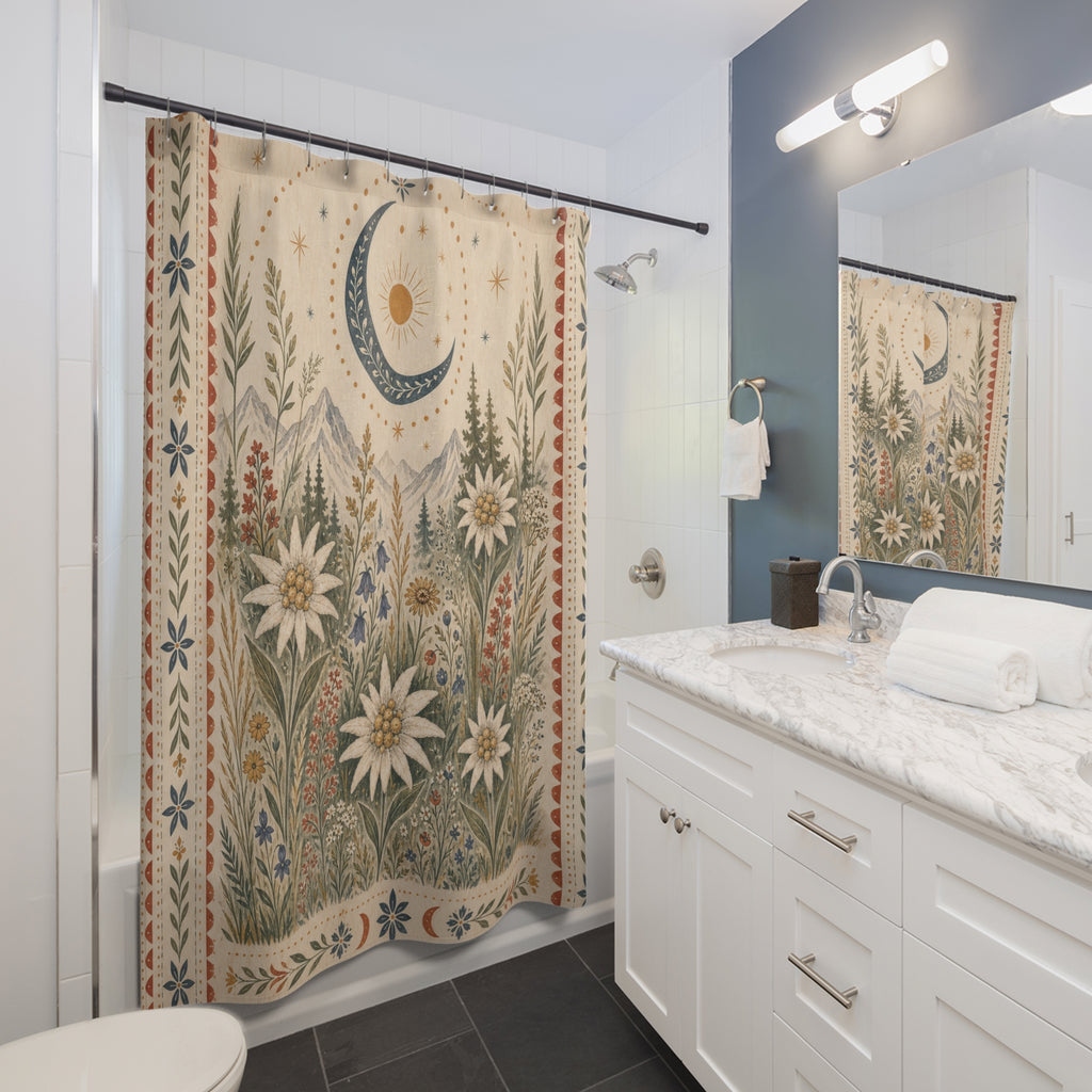 Framed Wildflower Moon Shower Curtain