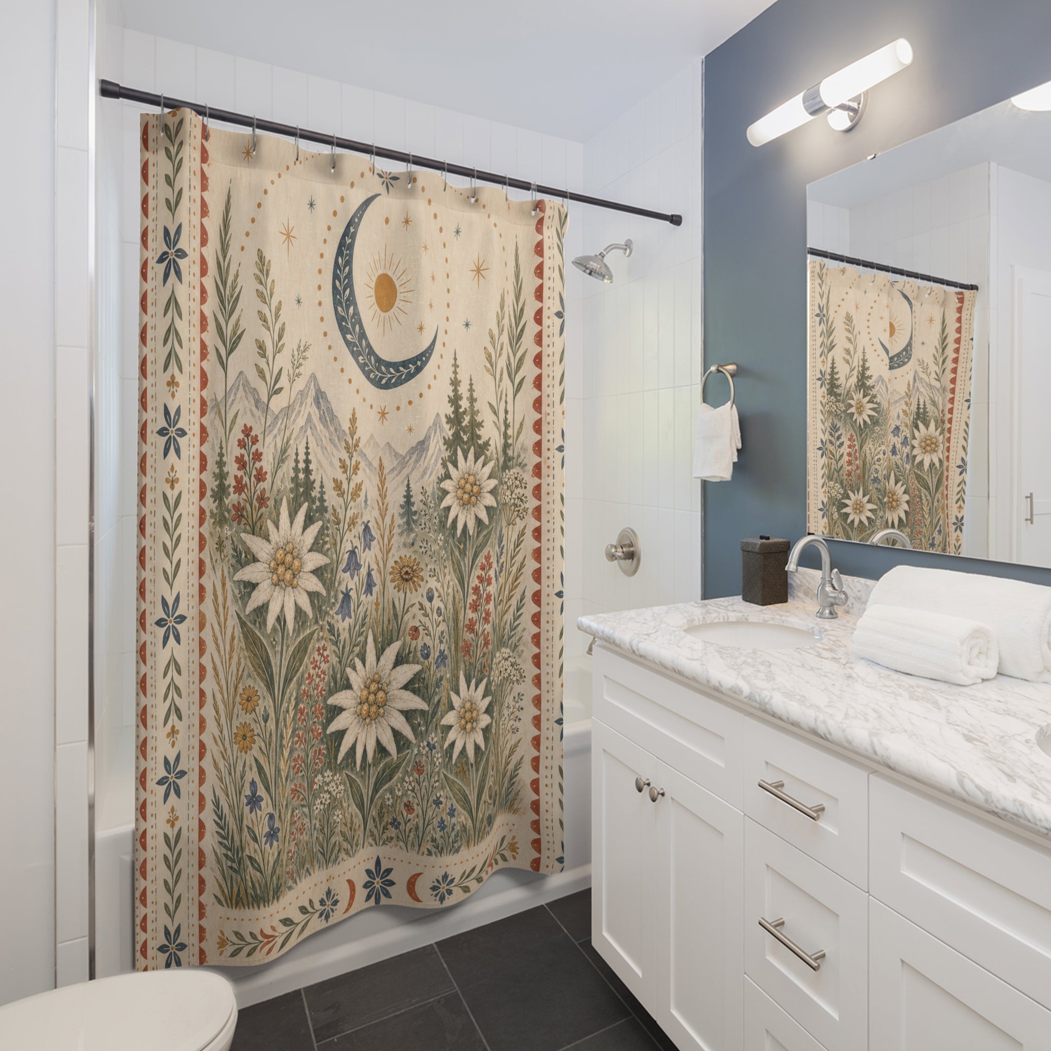 Framed Wildflower Moon Shower Curtain