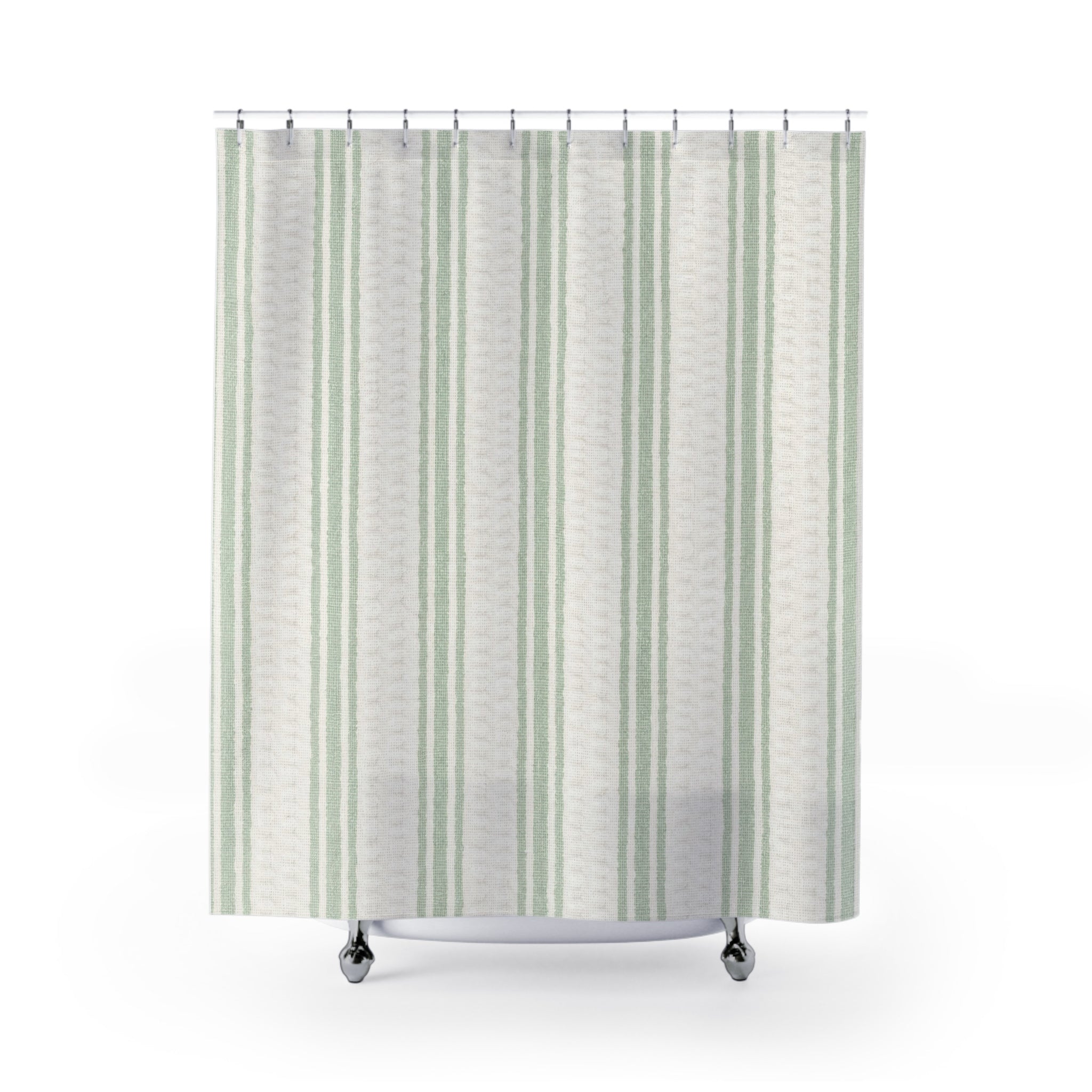 Mint Green Stripe Shower Curtain
