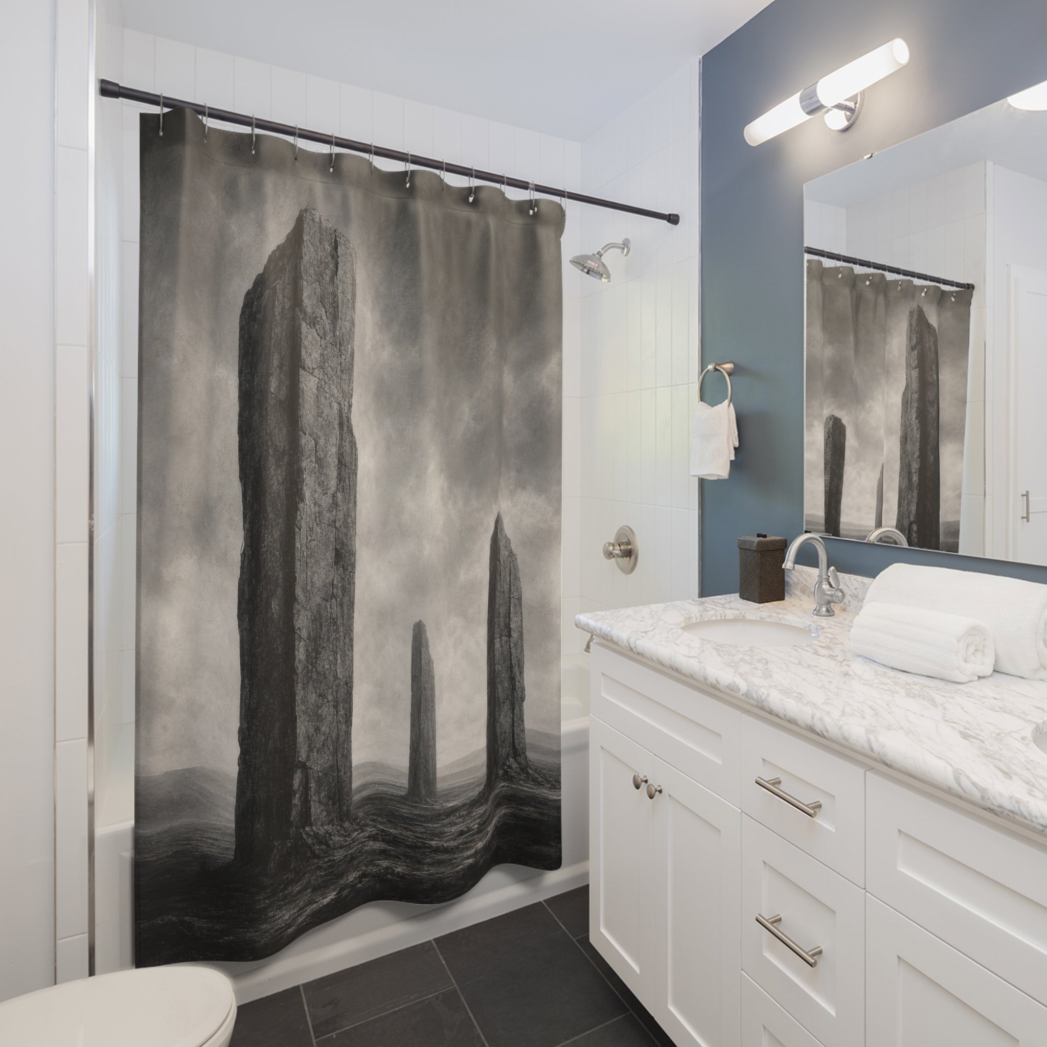 Black & Grey Monolith Shower Curtain