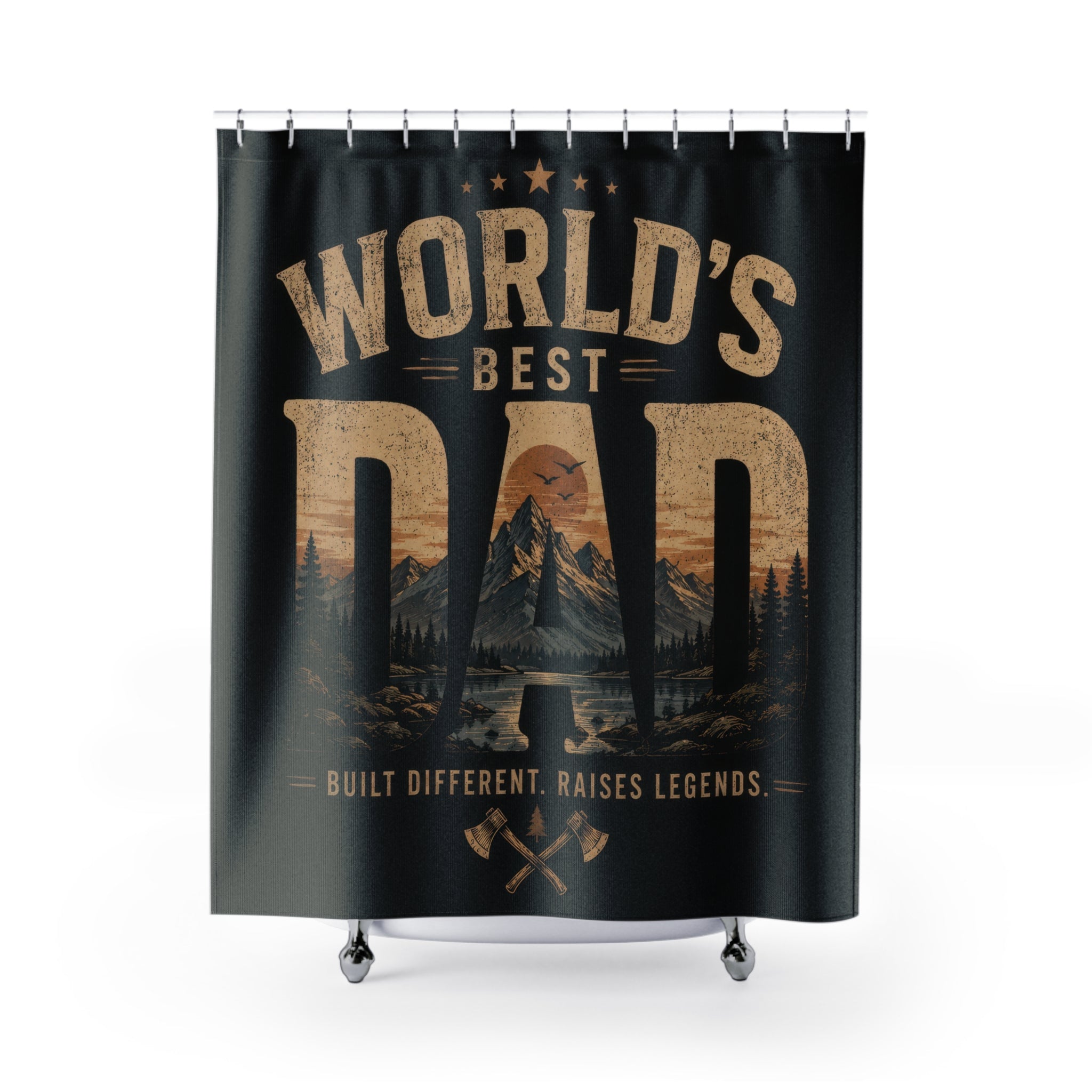 Worlds Best Dad Rustic Mountain Shower Curtain
