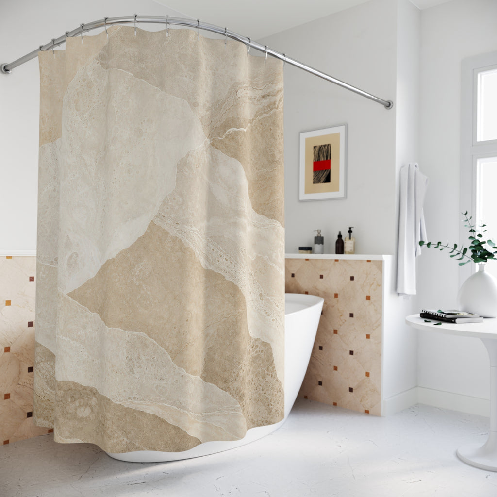Beige Cream Abstract Stone Shower Curtain