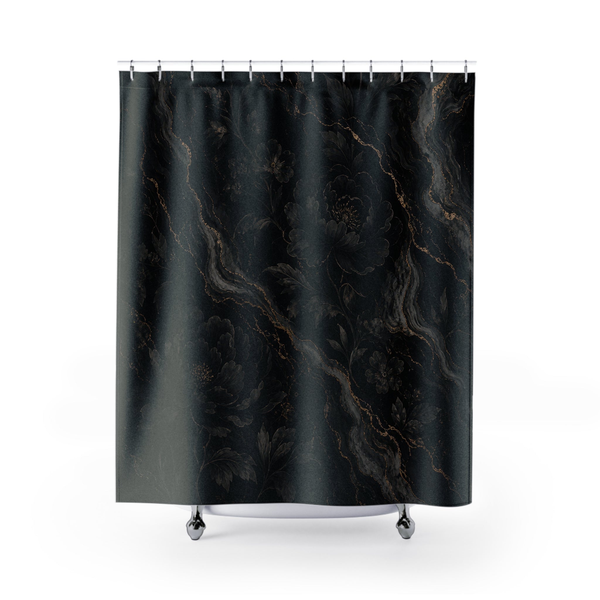 Gothic Peony Marble Shower Curtain