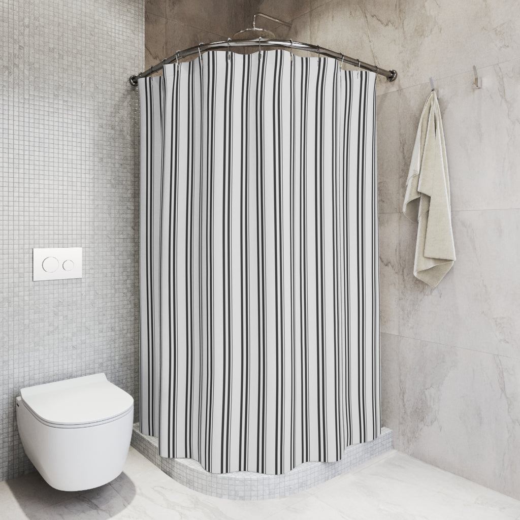 Charcoal and White Stripe Shower Curtain
