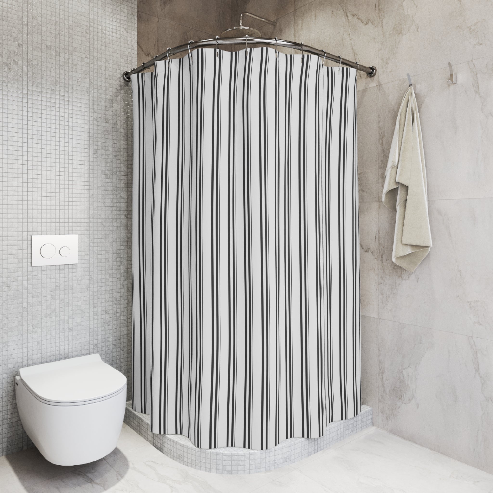 Charcoal and White Stripe Shower Curtain
